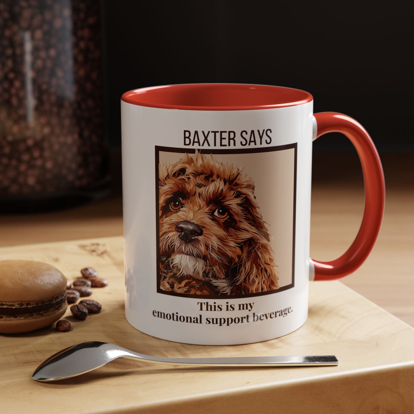 Funny Dog Mug – Baxter Says: Emotional Support Beverage | 11oz Gift for Pet Parents