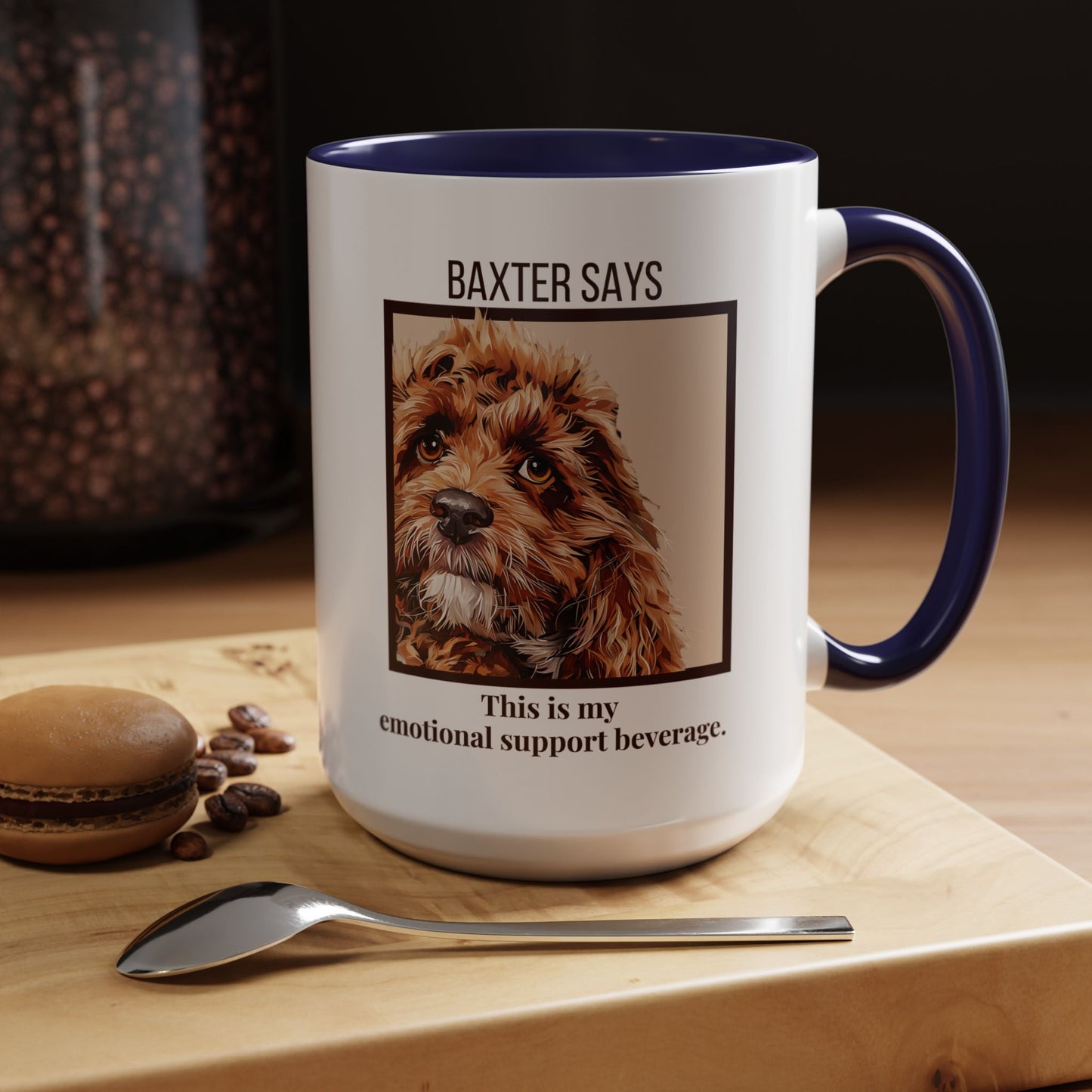 Funny Dog Mug – Baxter Says: Emotional Support Beverage | 11oz Gift for Pet Parents