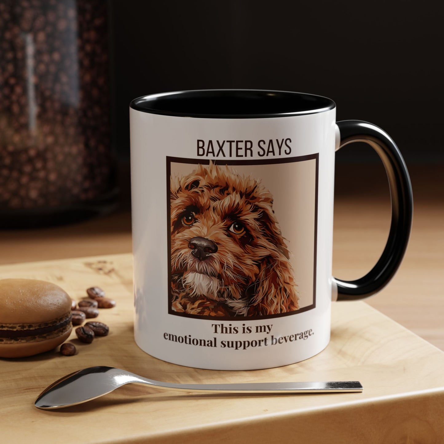 Funny Dog Mug – Baxter Says: Emotional Support Beverage | 11oz Gift for Pet Parents