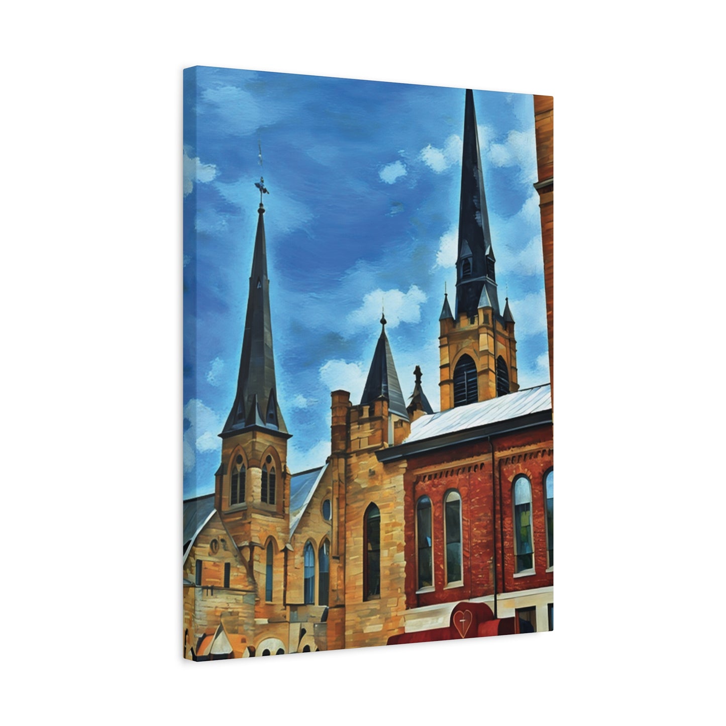 Wheeling Rooftops – St. Matthew’s & St. James Churches | Original Photo Turned Impressionistic Painting