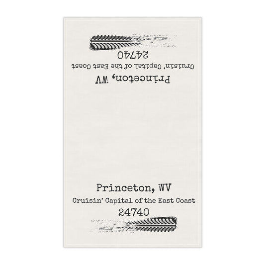 Princeton WV Tea Towel | Cruisin’ Capital of the East Coast | Mercer Street 24740 Kitchen Towel | West Virginia Gift | Appalachian Dish Towel | Cotton Twill 18x30