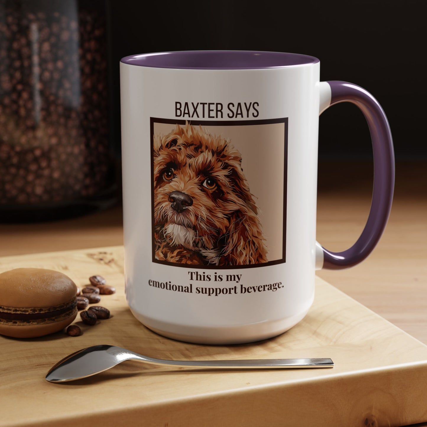 Funny Dog Mug – Baxter Says: Emotional Support Beverage | 11oz Gift for Pet Parents