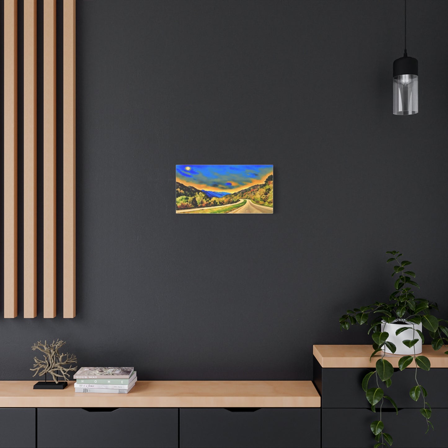 West Virginia Highway Watercolor, Landscape Canvas Painting, Travel Lover Gift