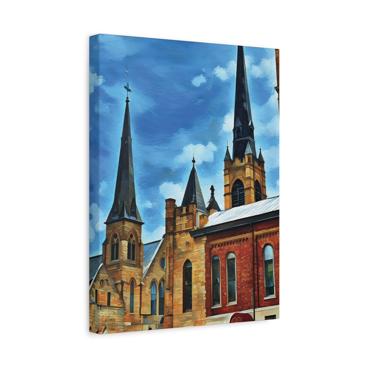 Wheeling Rooftops – St. Matthew’s & St. James Churches | Original Photo Turned Impressionistic Painting