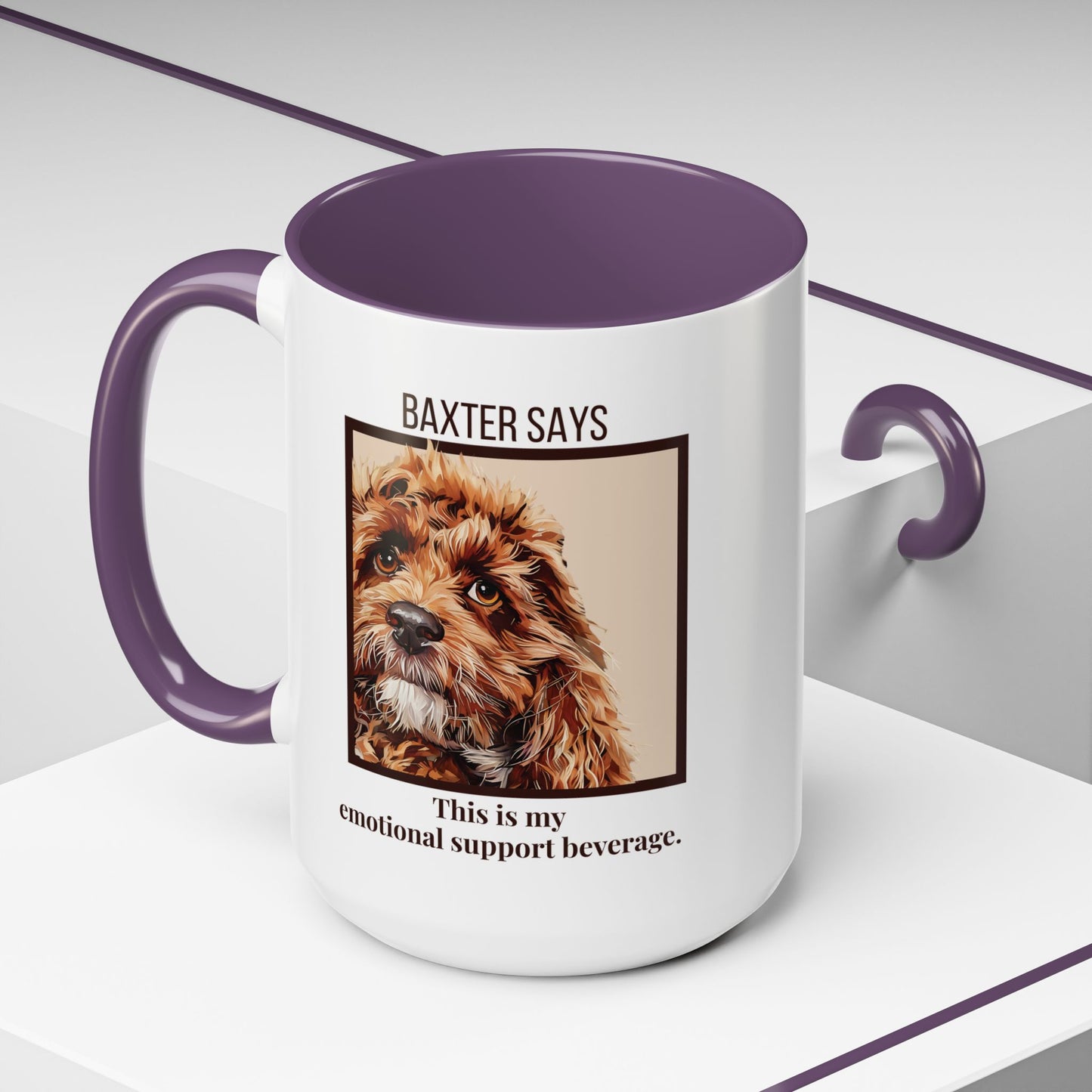 Funny Dog Mug – Baxter Says: Emotional Support Beverage | 11oz Gift for Pet Parents