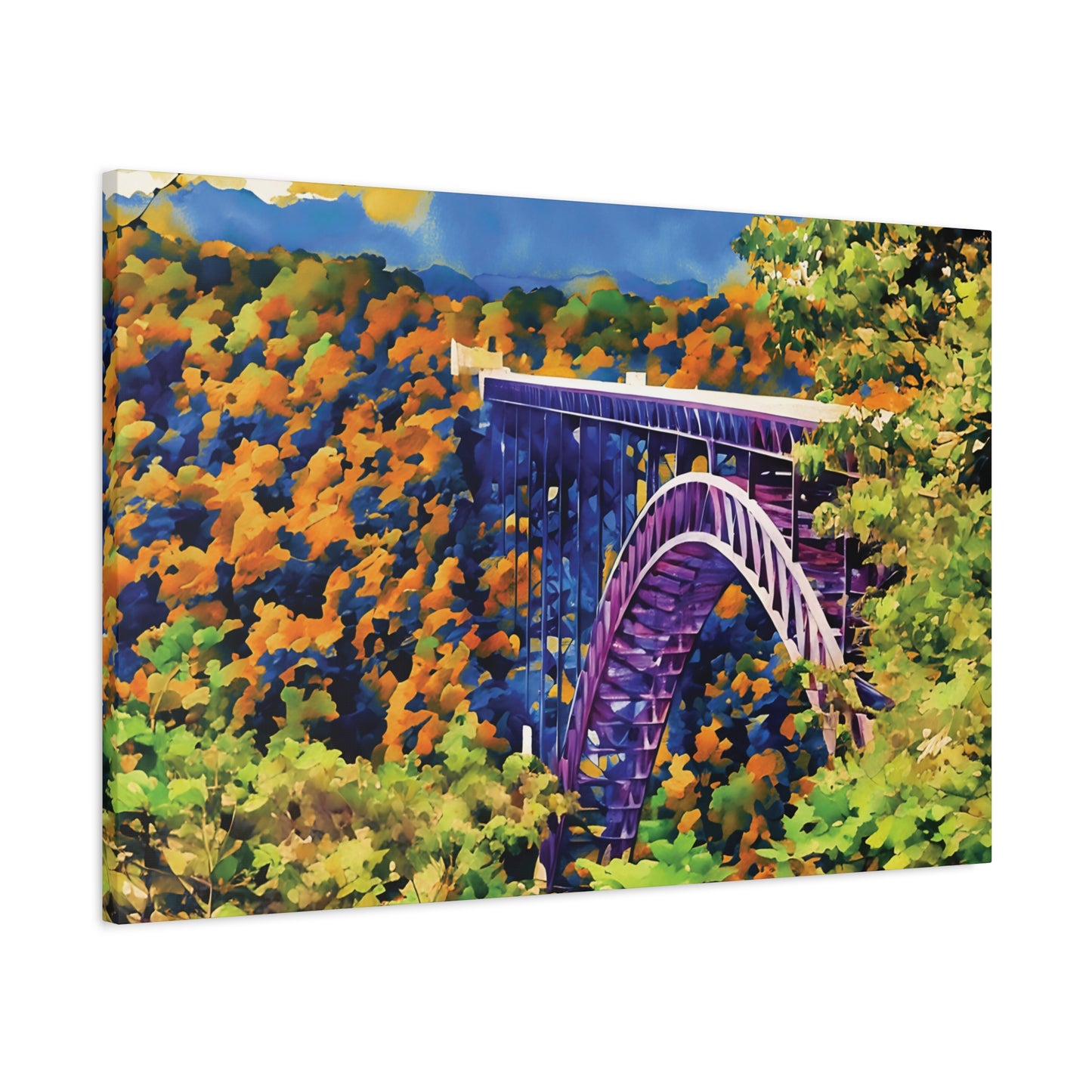 New River Gorge Bridge – Original Photo Turned Watercolor Canvas Art