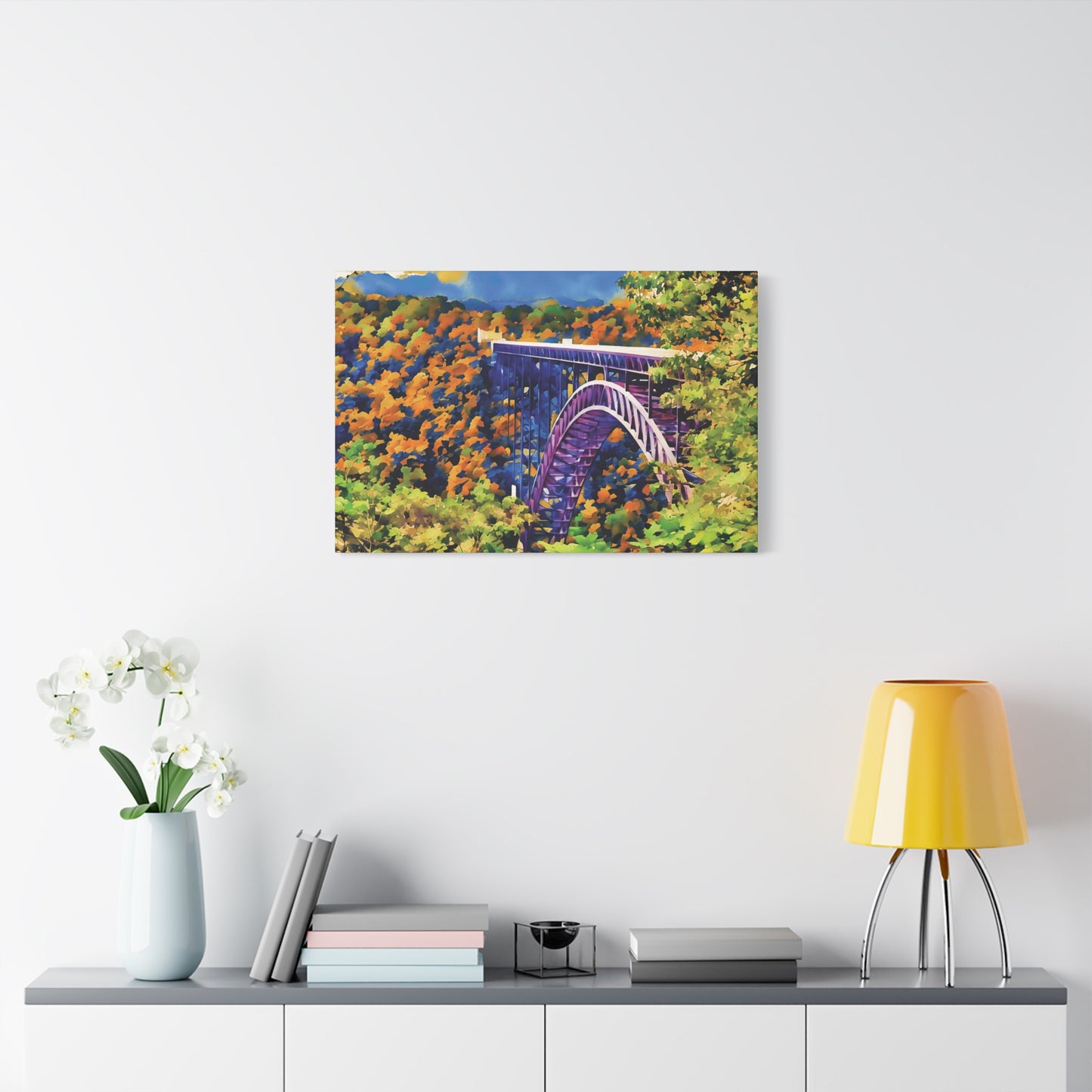 New River Gorge Bridge – Original Photo Turned Watercolor Canvas Art