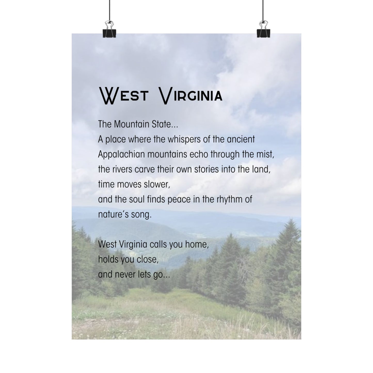 Snowshoe Mountain WV Poetry Poster