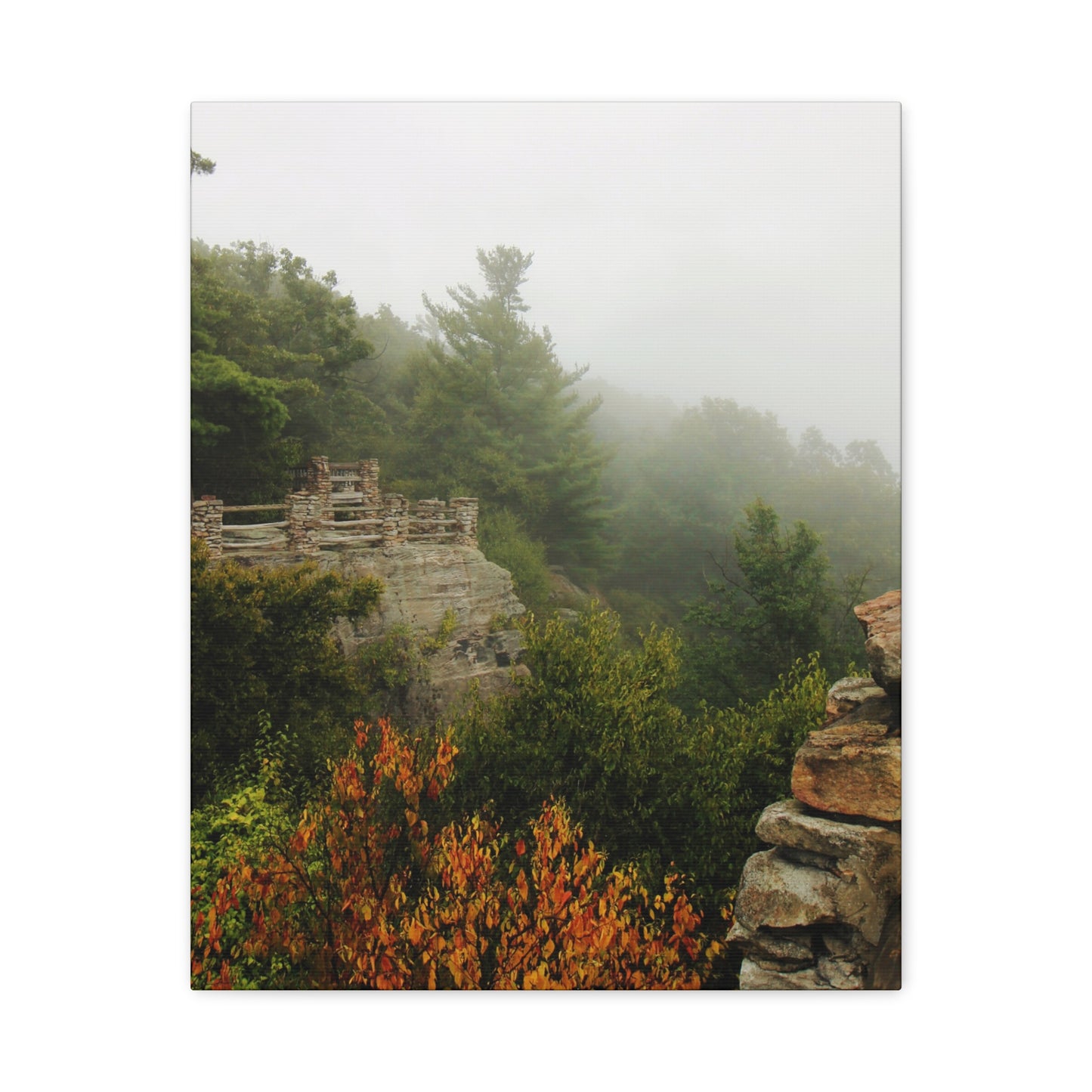 Coopers Rock West Virginia Canvas Wall Art – Appalachian Mountain Fog Landscape Photo