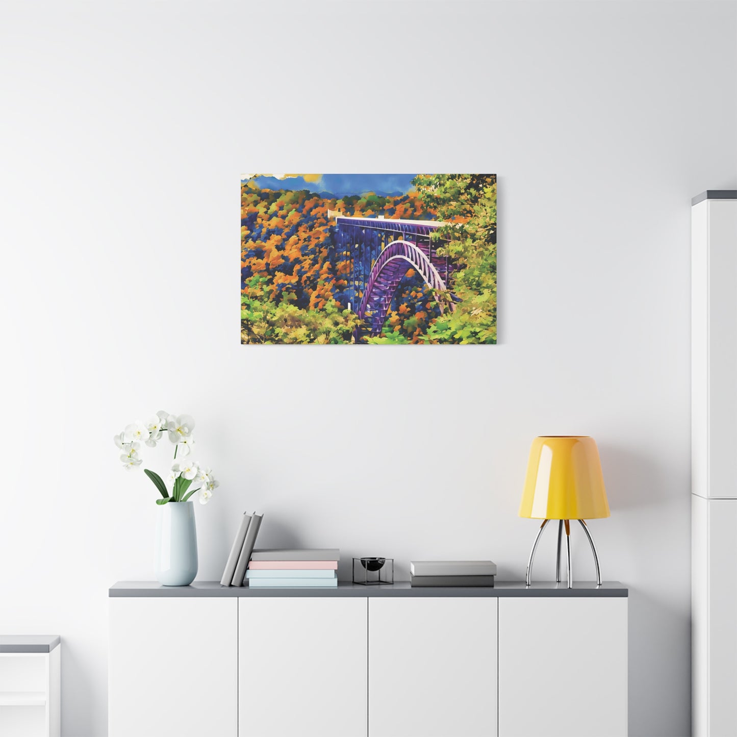 New River Gorge Bridge – Original Photo Turned Watercolor Canvas Art