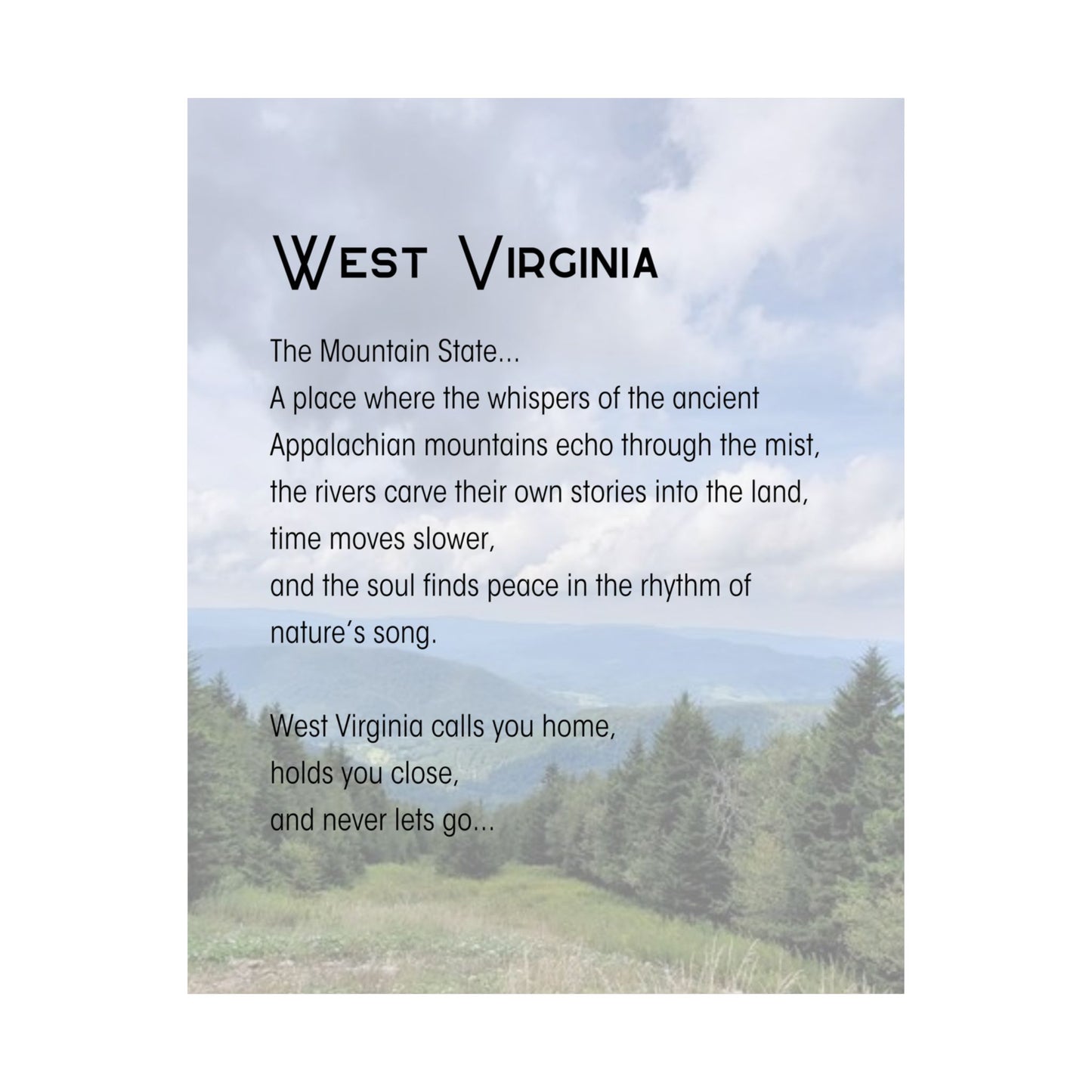 Snowshoe Mountain WV Poetry Poster