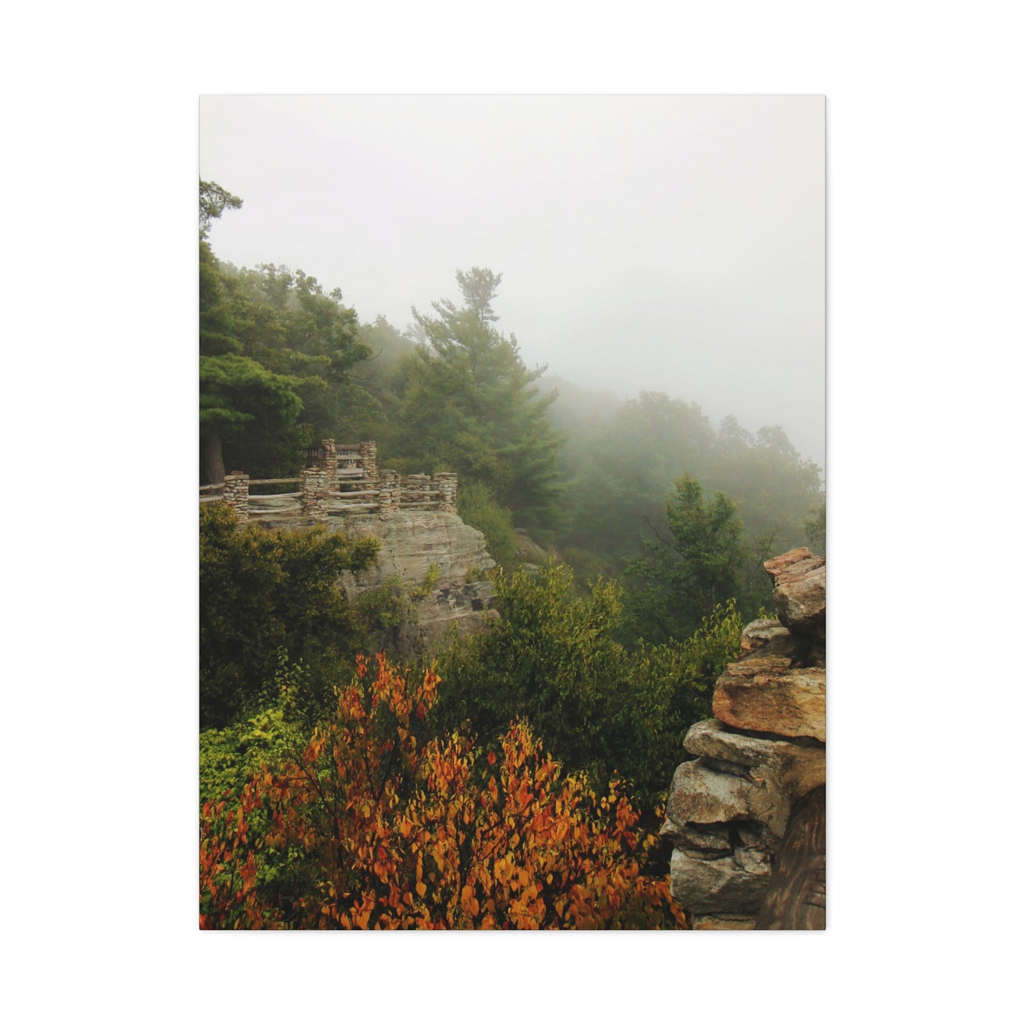 Coopers Rock West Virginia Canvas Wall Art – Appalachian Mountain Fog Landscape Photo