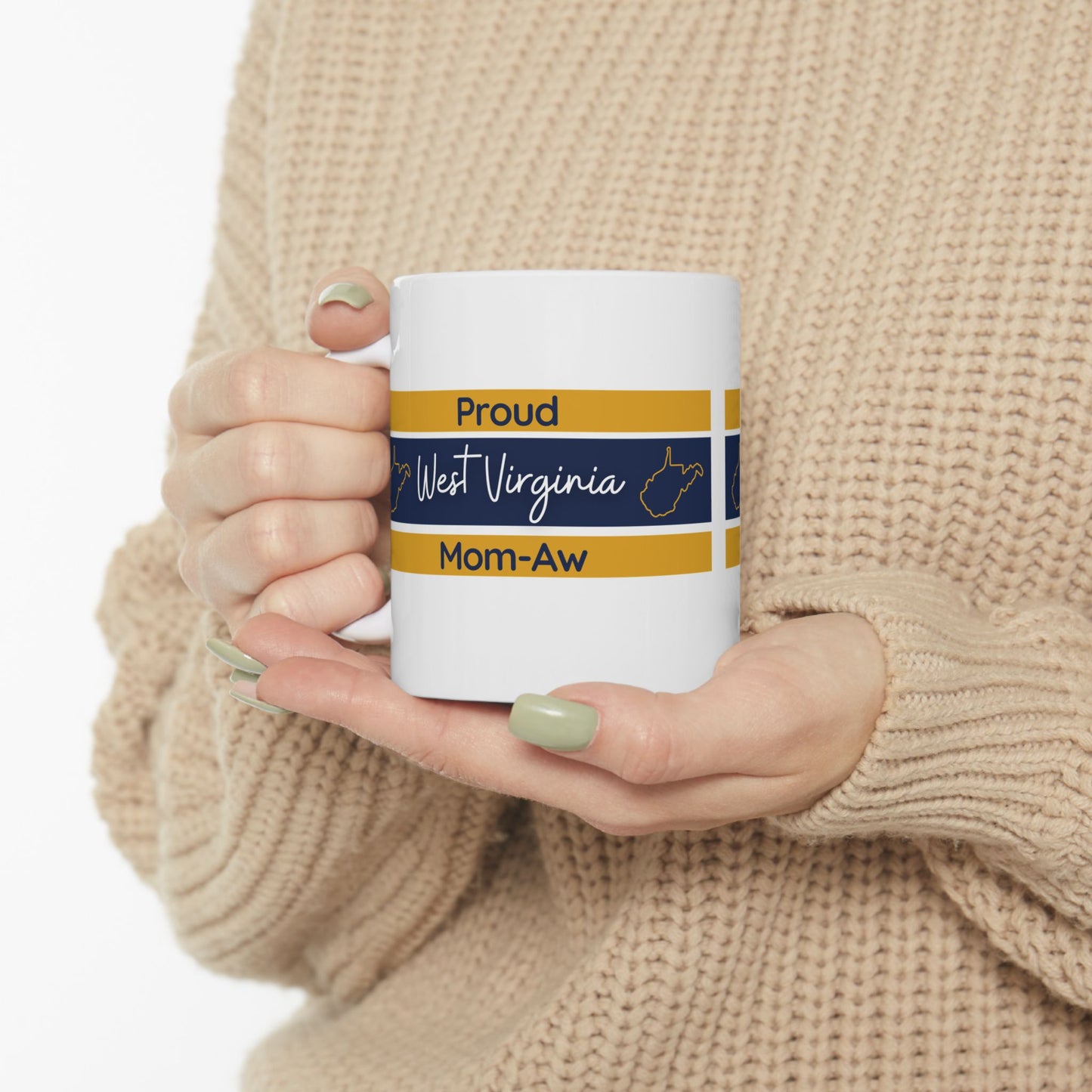 Proud West Virginia Mom-Aw Coffee Cup, Gift for Grandma, Mother's Day Present, Kitchen Drinkware, Tea Mug