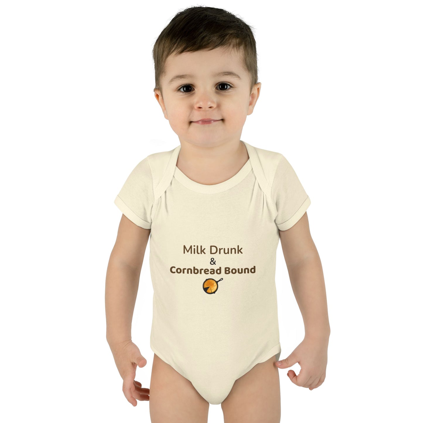 Milk Drunk & Cornbread Bound Baby Onesie – Funny Appalachian Baby Gift  👉 Hits: