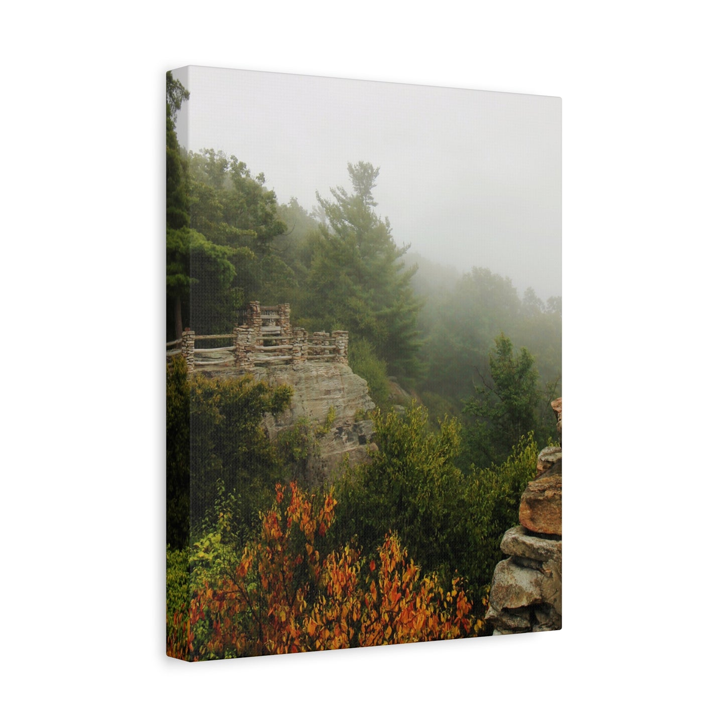 Coopers Rock West Virginia Canvas Wall Art – Appalachian Mountain Fog Landscape Photo
