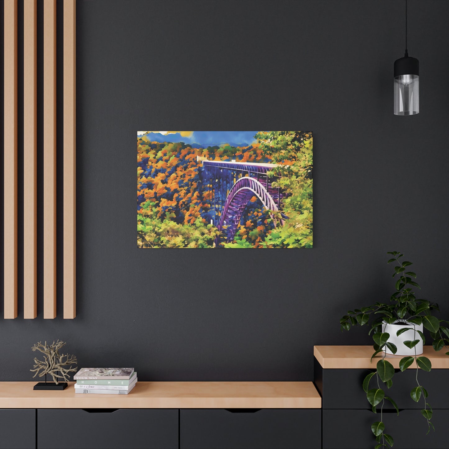 New River Gorge Bridge – Original Photo Turned Watercolor Canvas Art