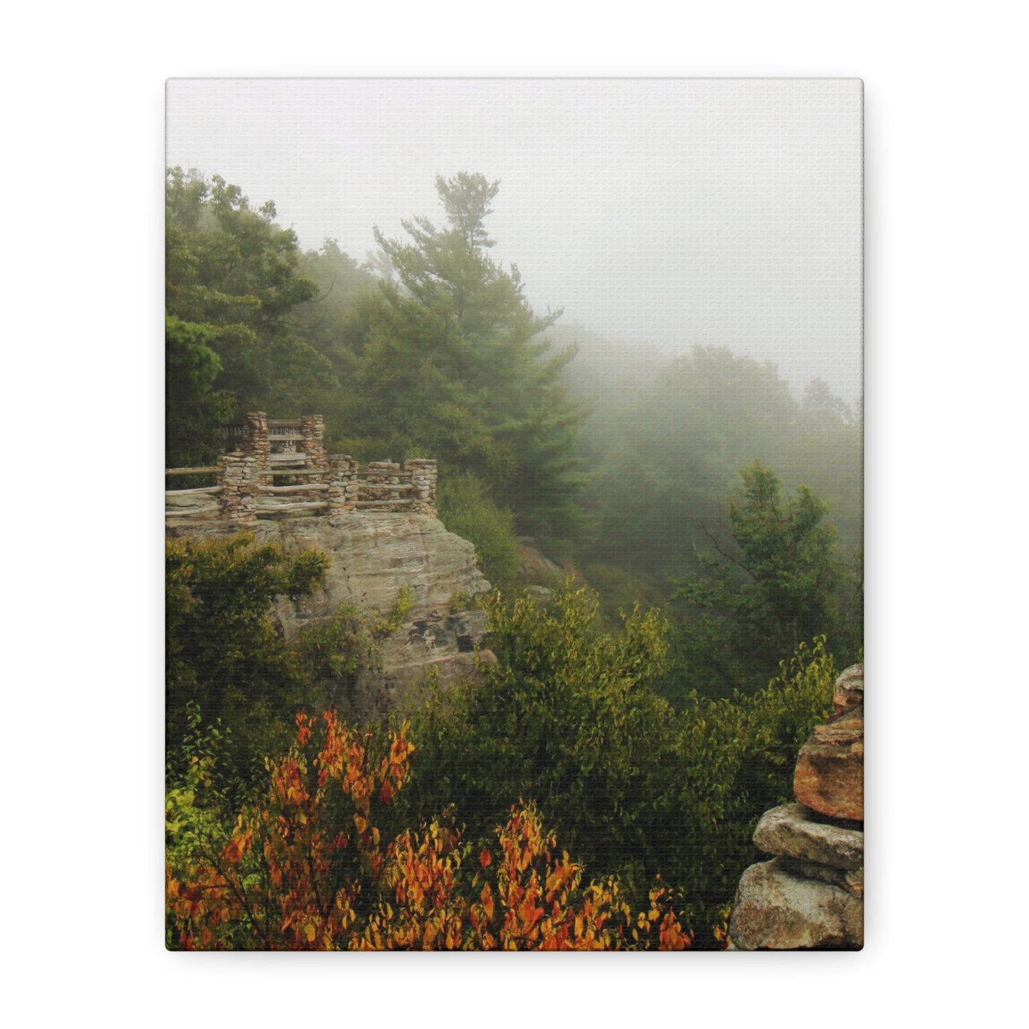 Coopers Rock West Virginia Canvas Wall Art – Appalachian Mountain Fog Landscape Photo