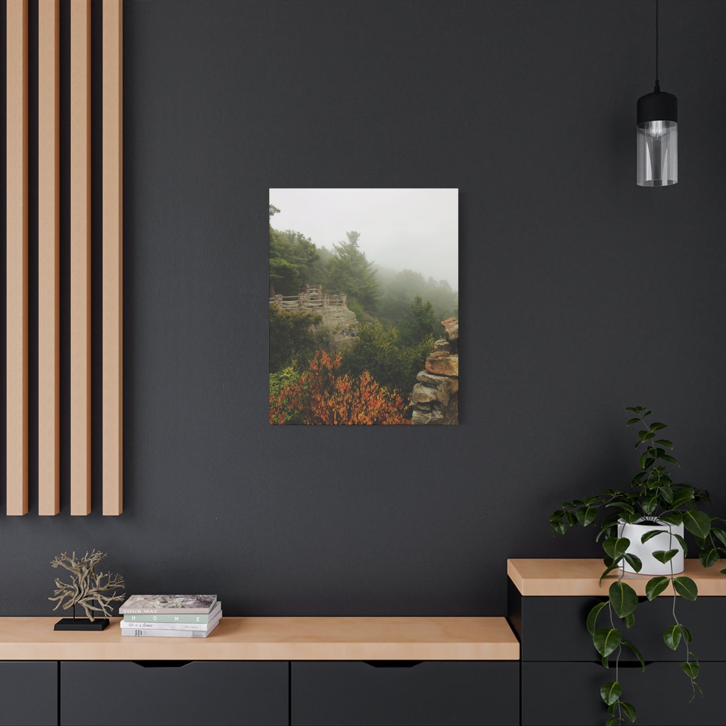 Coopers Rock West Virginia Canvas Wall Art – Appalachian Mountain Fog Landscape Photo