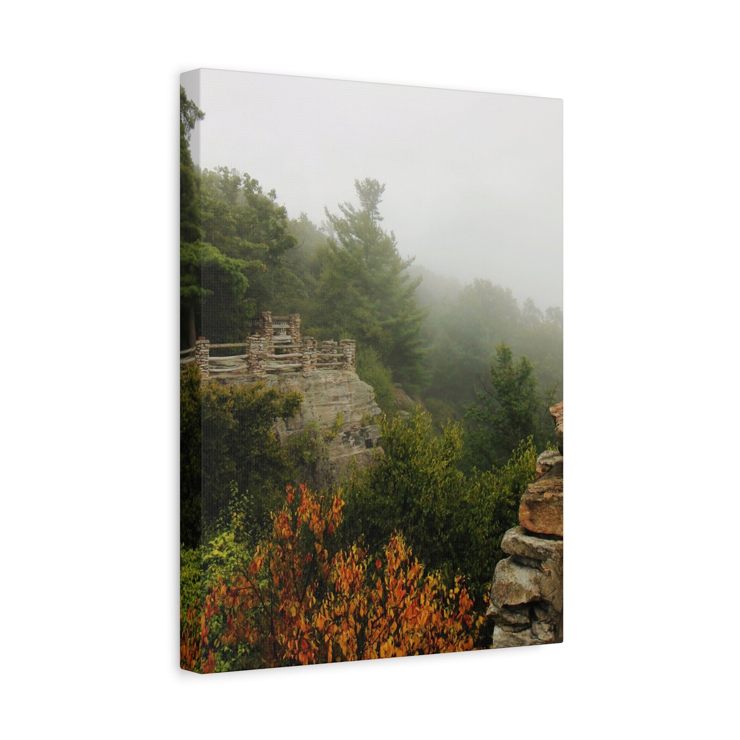 Coopers Rock West Virginia Canvas Wall Art – Appalachian Mountain Fog Landscape Photo