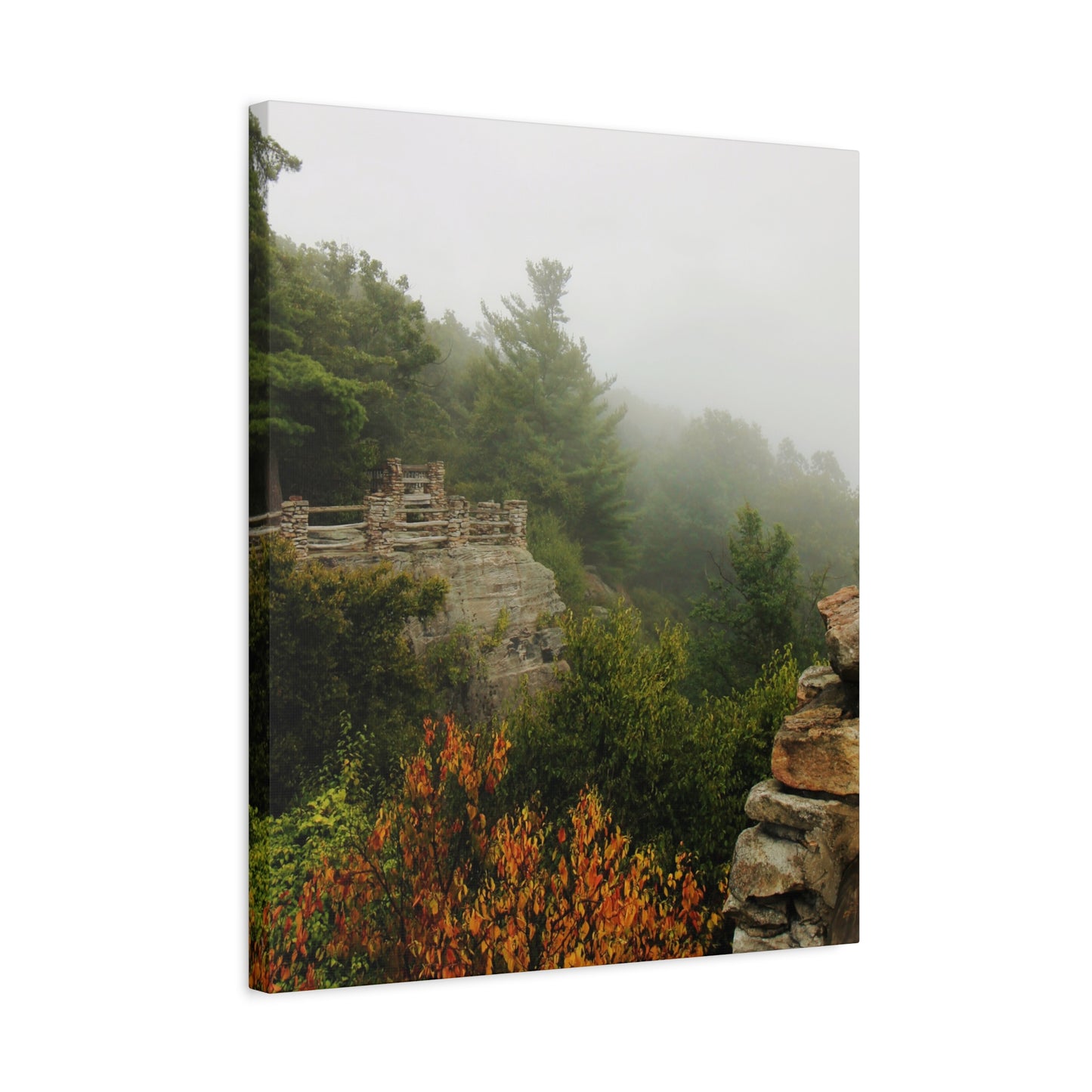 Coopers Rock West Virginia Canvas Wall Art – Appalachian Mountain Fog Landscape Photo