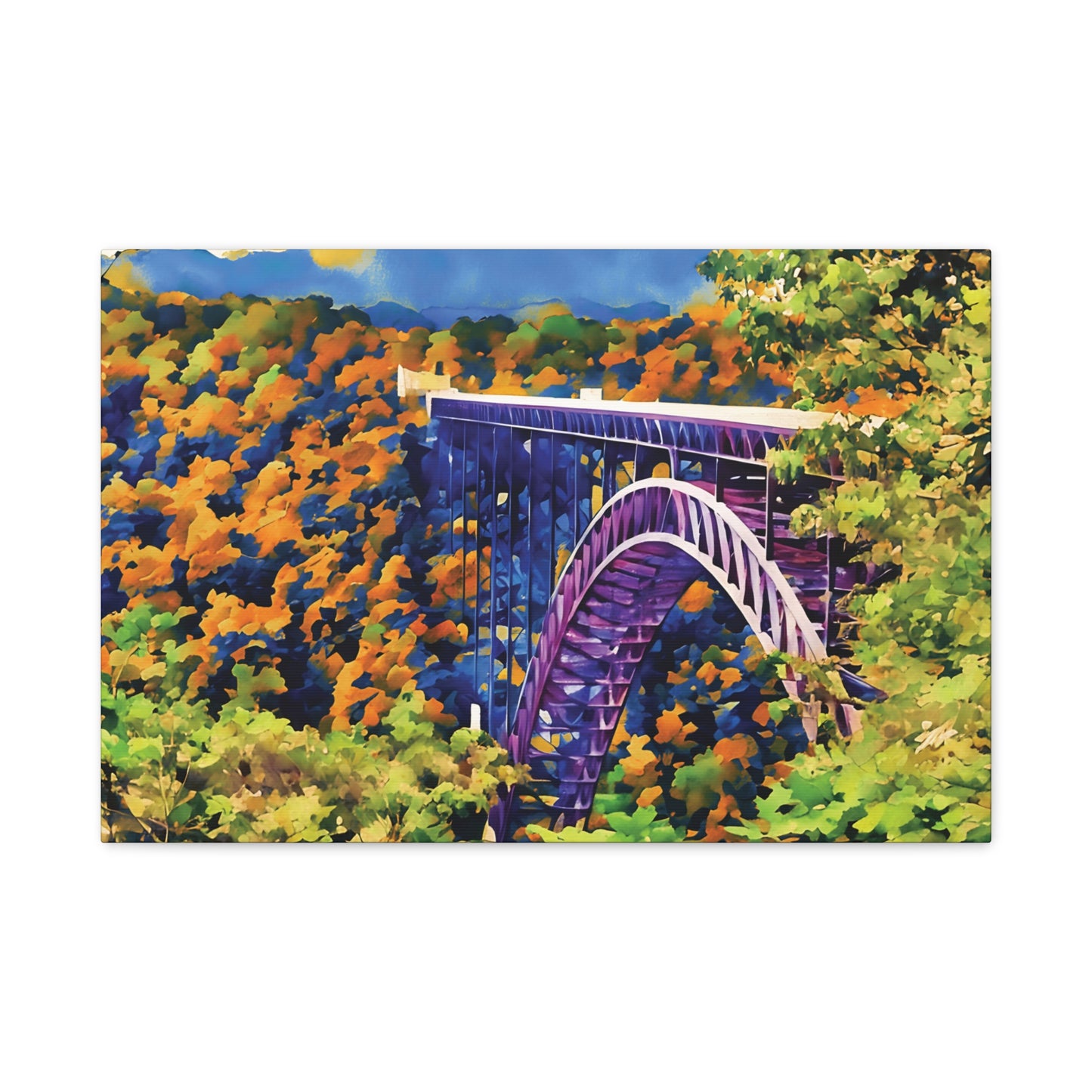 New River Gorge Bridge – Original Photo Turned Watercolor Canvas Art