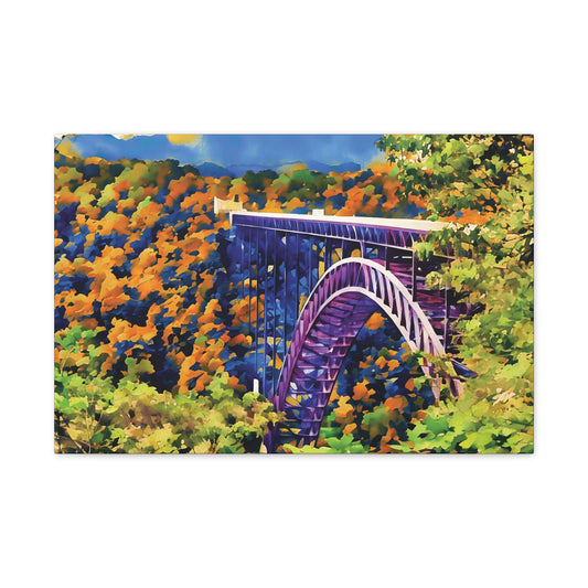 New River Gorge Bridge – Original Photo Turned Watercolor Canvas Art