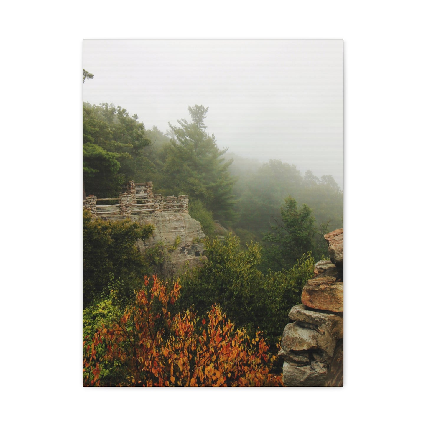 Coopers Rock West Virginia Canvas Wall Art – Appalachian Mountain Fog Landscape Photo
