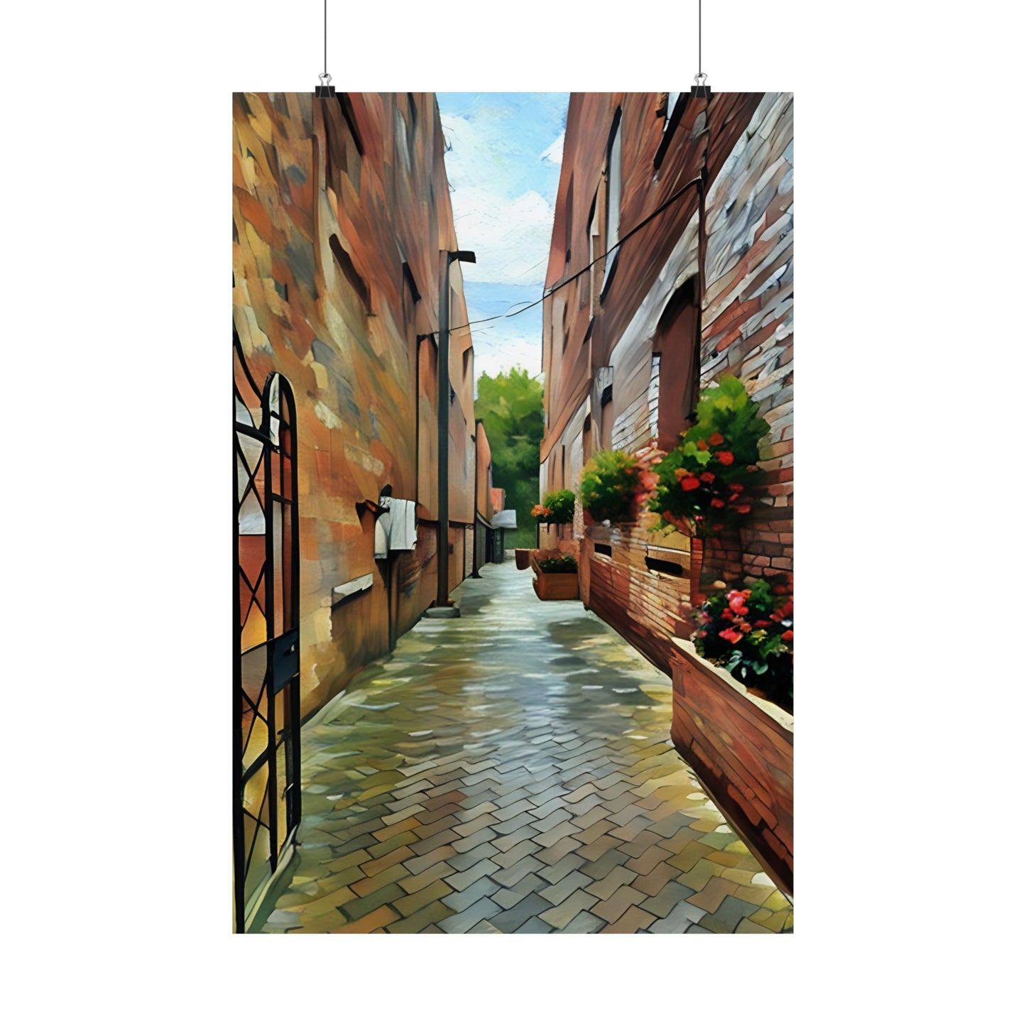 Satin Poster - Southern Brick Alley Way Design