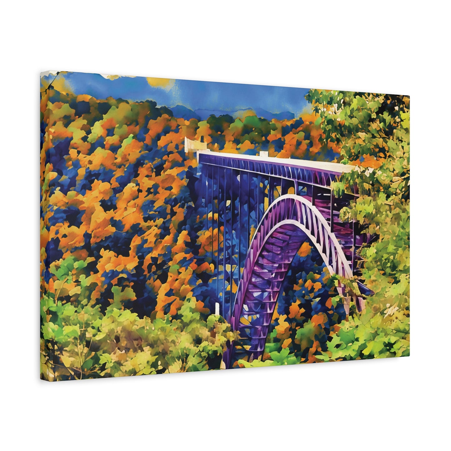 New River Gorge Bridge – Original Photo Turned Watercolor Canvas Art