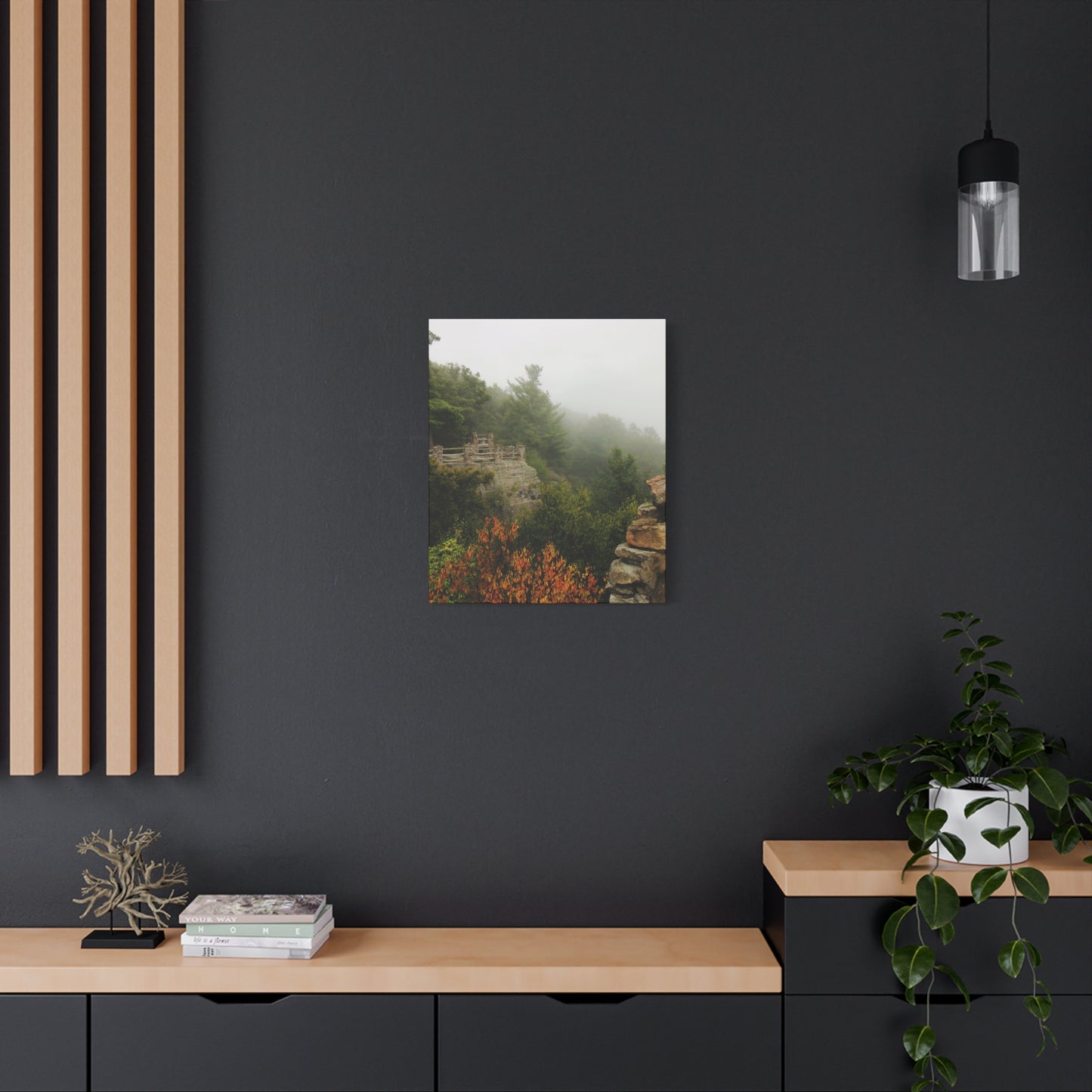 Coopers Rock West Virginia Canvas Wall Art – Appalachian Mountain Fog Landscape Photo