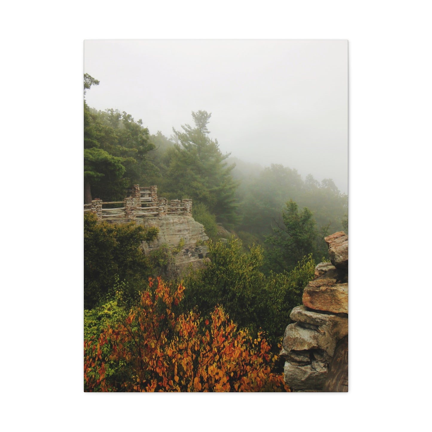 Coopers Rock West Virginia Canvas Wall Art – Appalachian Mountain Fog Landscape Photo
