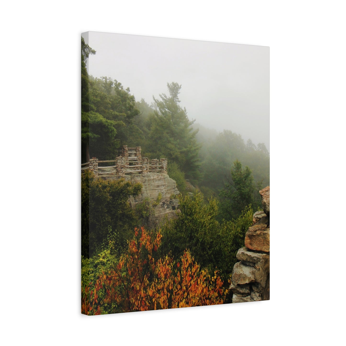 Coopers Rock West Virginia Canvas Wall Art – Appalachian Mountain Fog Landscape Photo