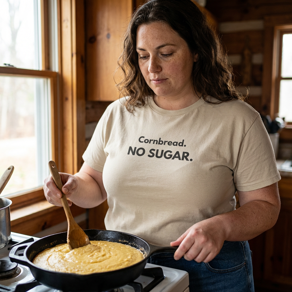 Cornbread No Sugar T-Shirt | If It’s Sweet It Ain’t Cornbread Tee | Funny Southern Shirt | Appalachian Humor | Controversial Food Shirt