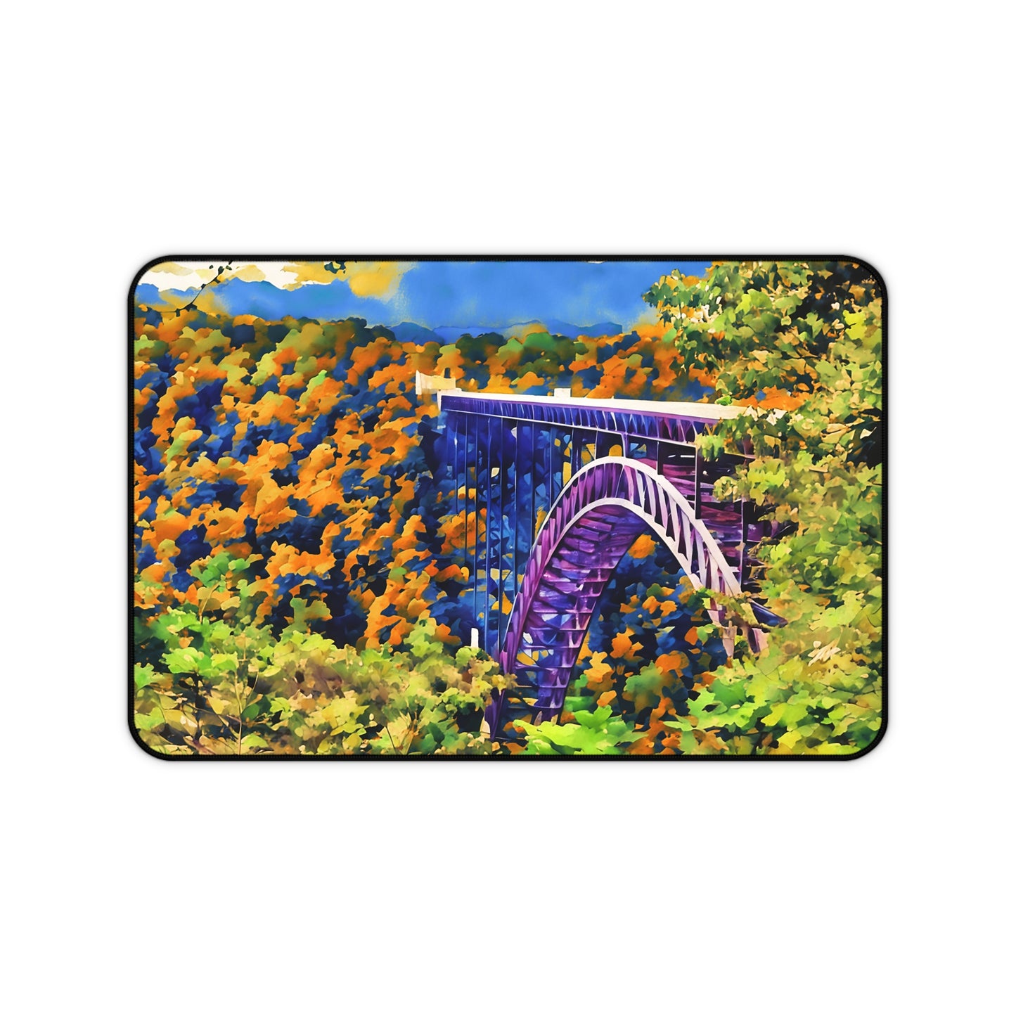 New River Gorge Bridge Watercolor Desk Mat – Original Photo Art from West Virginia