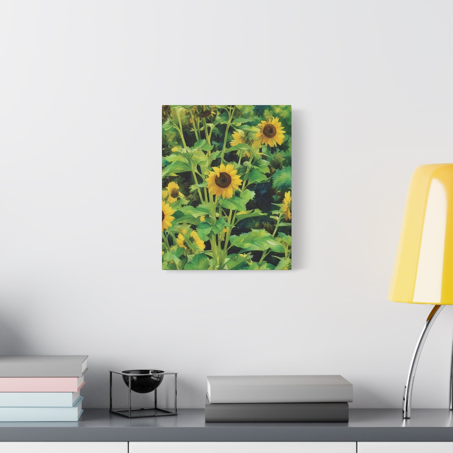 Yellow Sunflower Serenity, Pastel Canvas Wall Art