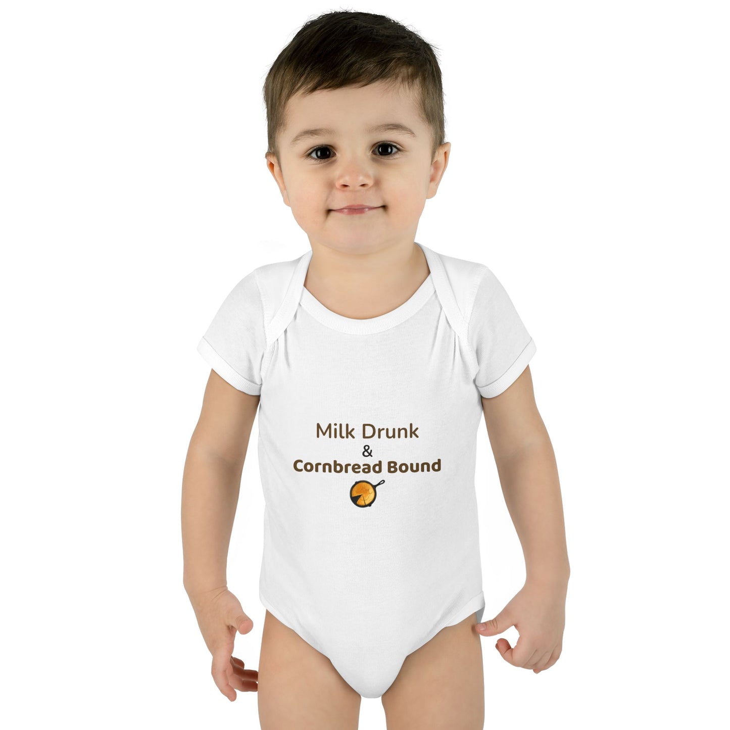 Milk Drunk & Cornbread Bound Baby Onesie – Funny Appalachian Baby Gift  👉 Hits: