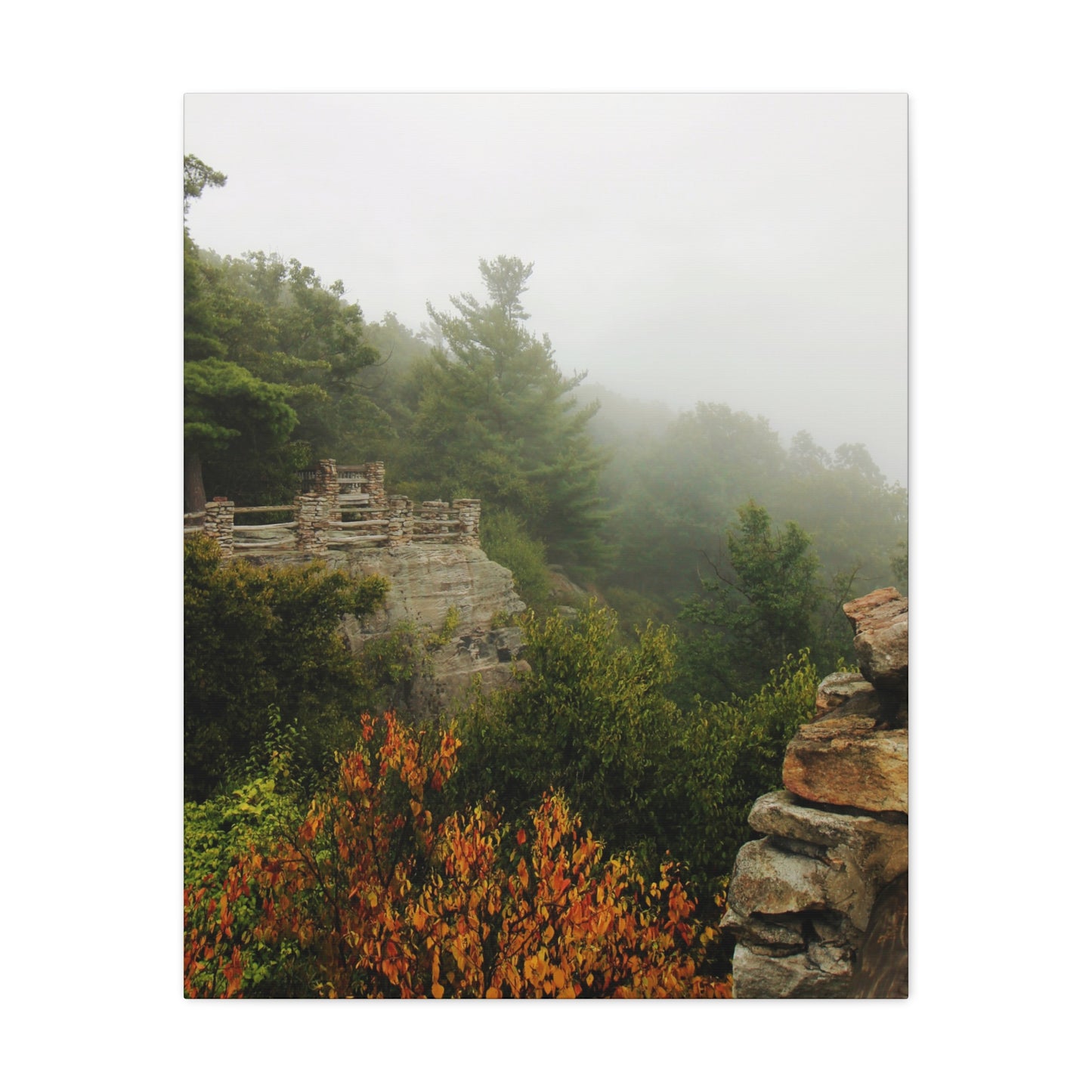 Coopers Rock West Virginia Canvas Wall Art – Appalachian Mountain Fog Landscape Photo