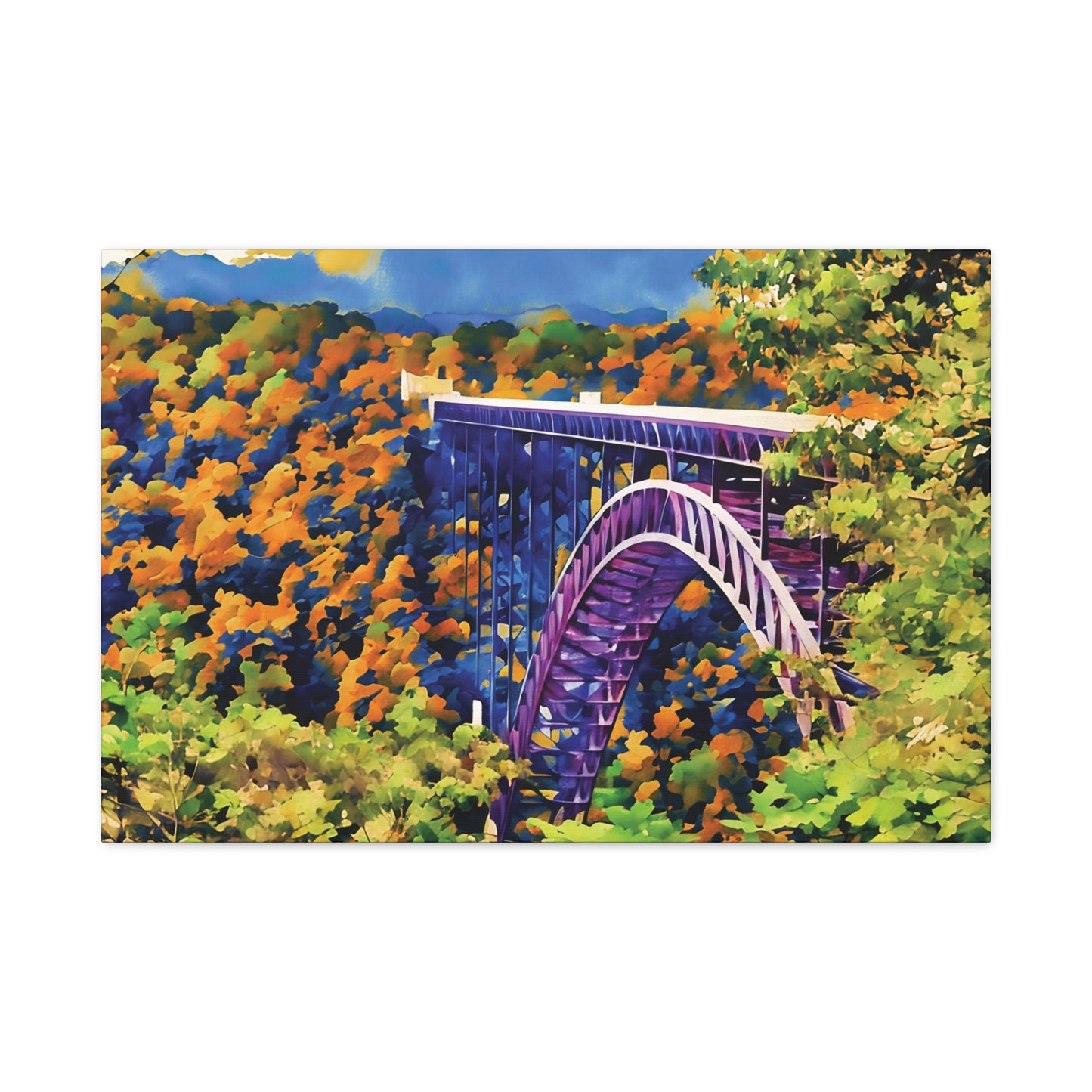 New River Gorge Bridge – Original Photo Turned Watercolor Canvas Art