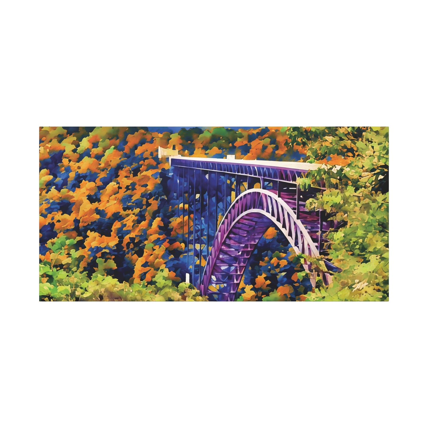 New River Gorge Bridge – Original Photo Turned Watercolor Canvas Art