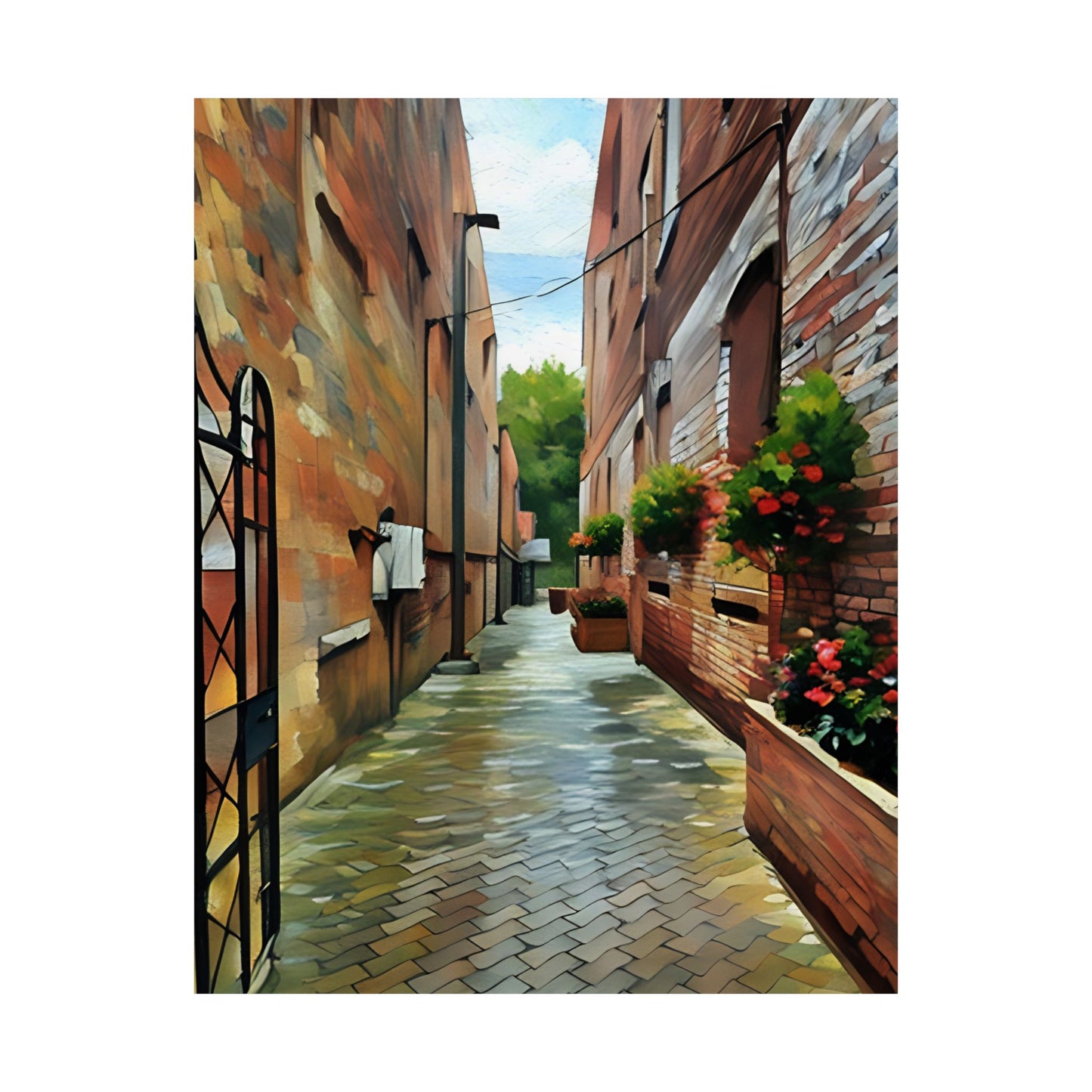 Satin Poster - Southern Brick Alley Way Design