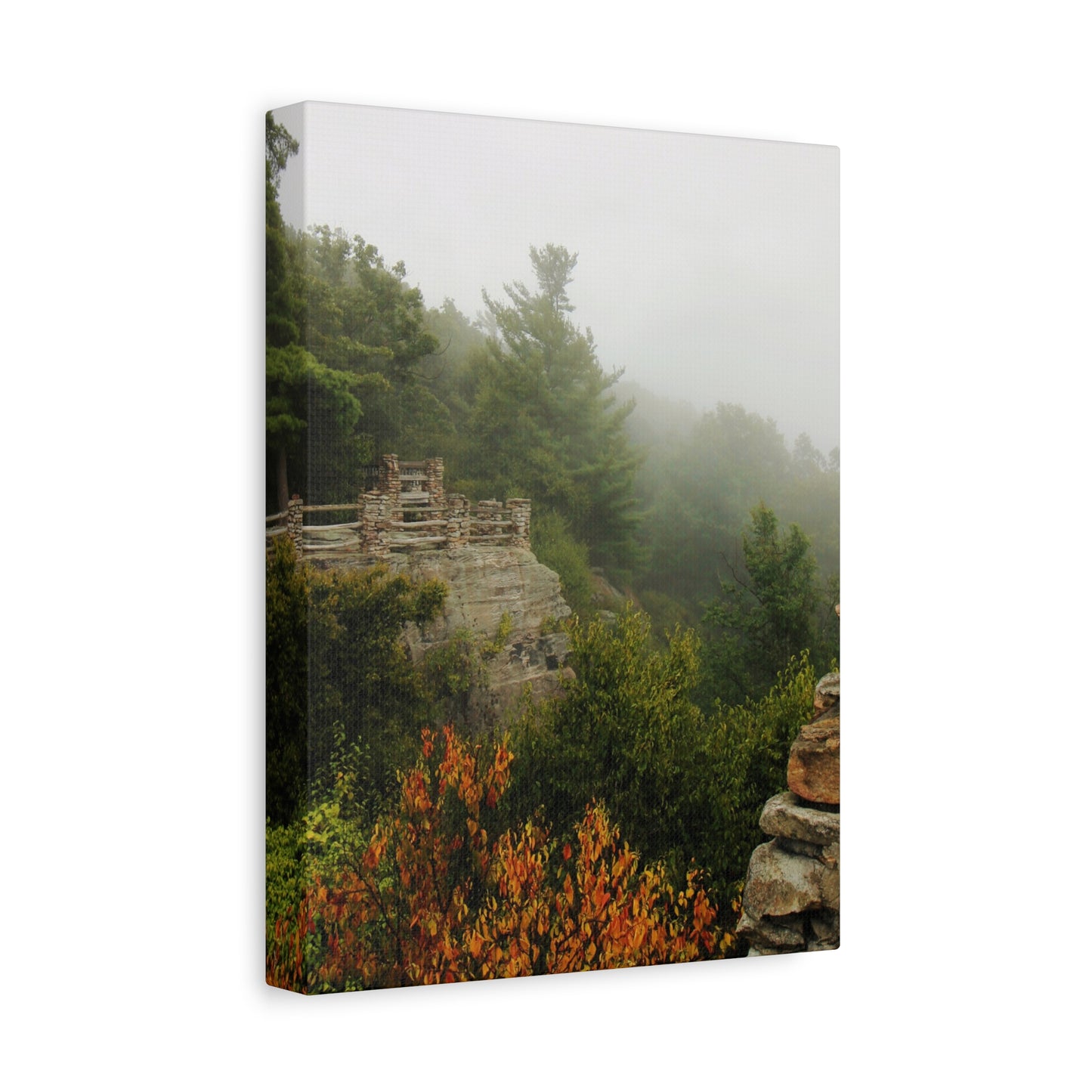 Coopers Rock West Virginia Canvas Wall Art – Appalachian Mountain Fog Landscape Photo