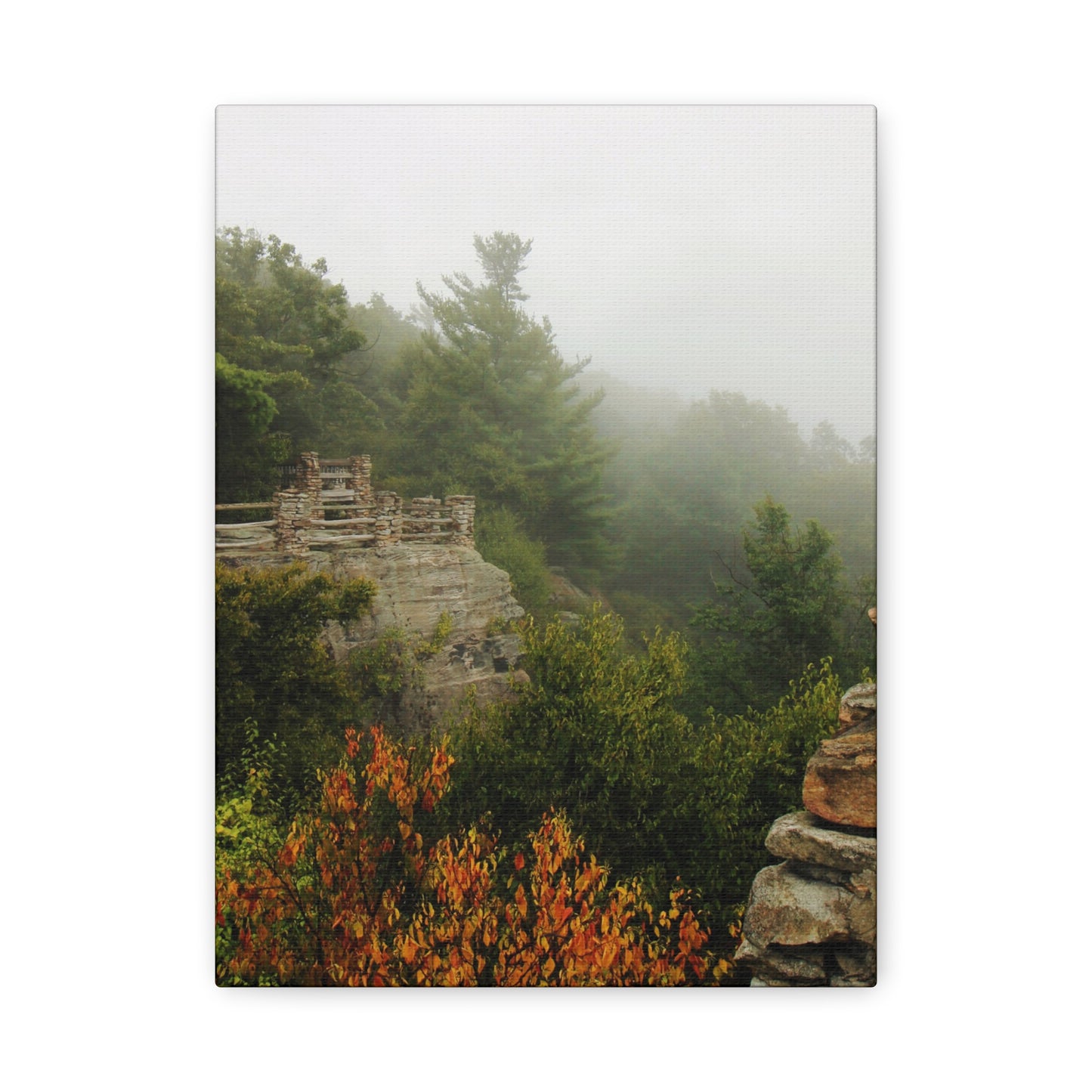 Coopers Rock West Virginia Canvas Wall Art – Appalachian Mountain Fog Landscape Photo
