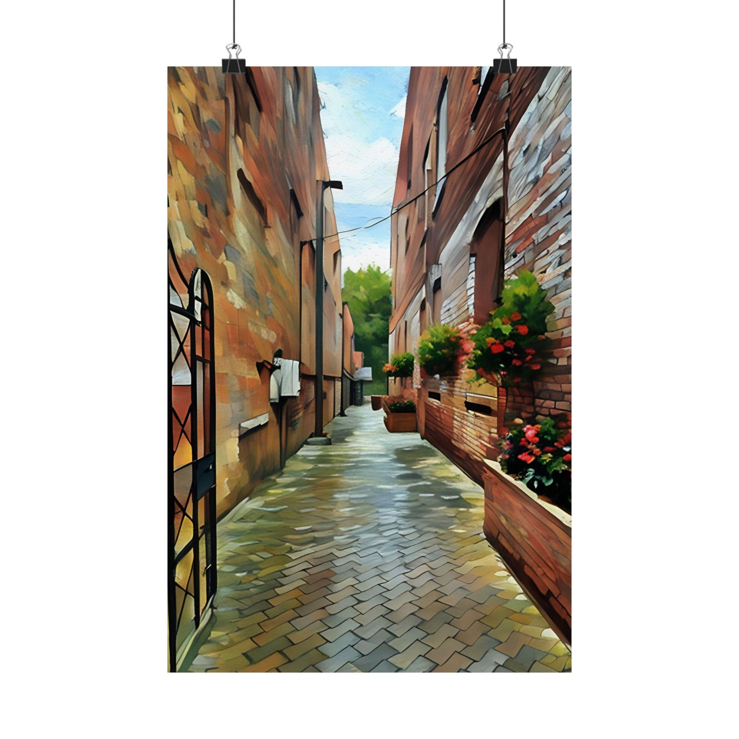 Satin Poster - Southern Brick Alley Way Design