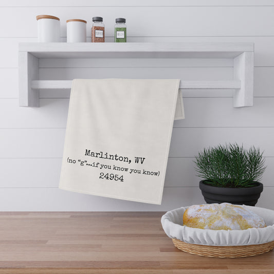 Marlinton WV Tea Towel (No “G” 😉) | 24954 Kitchen Towel | West Virginia Gift | Appalachian Humor Dish Towel | Cotton Twill 18x30
