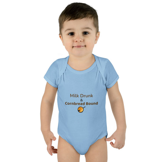 Milk Drunk & Cornbread Bound Baby Onesie – Funny Appalachian Baby Gift  👉 Hits: