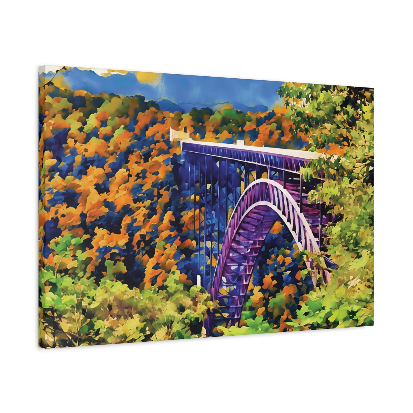 New River Gorge Bridge – Original Photo Turned Watercolor Canvas Art