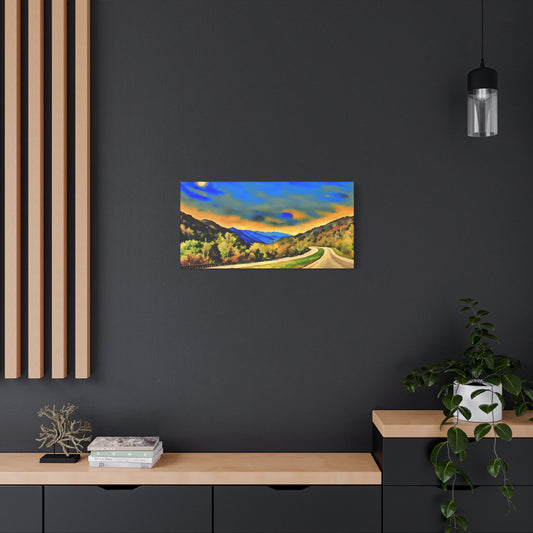 West Virginia Highway Watercolor, Landscape Canvas Painting, Travel Lover Gift