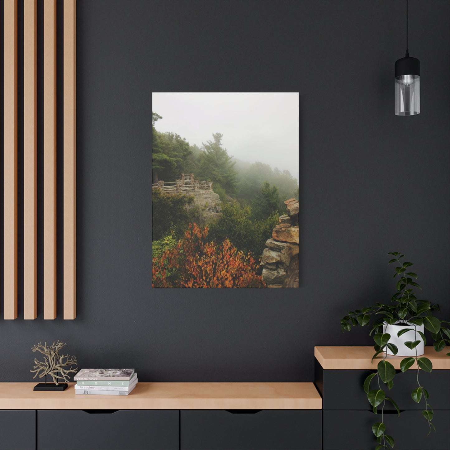 Coopers Rock West Virginia Canvas Wall Art – Appalachian Mountain Fog Landscape Photo