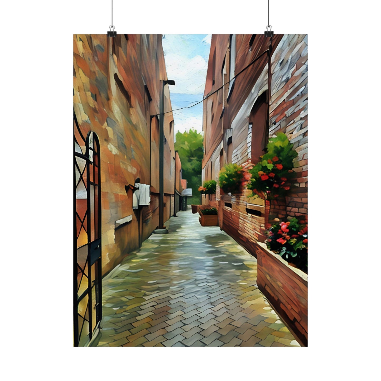 Satin Poster - Southern Brick Alley Way Design