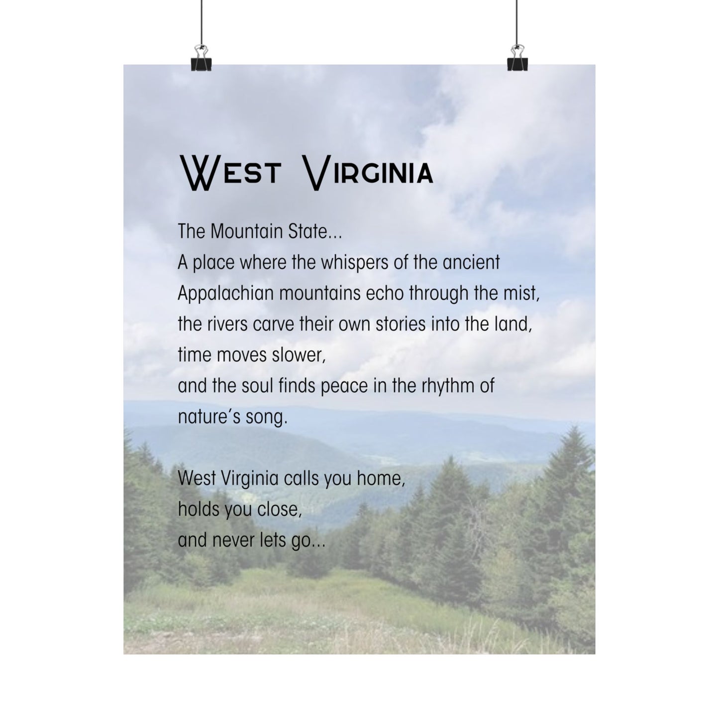 Snowshoe Mountain WV Poetry Poster
